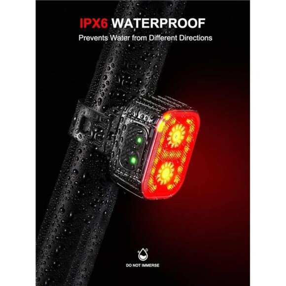 Bike Lights,Rechargeable Bicycle Lights Set Super Bright 8+12 Modes,IPX6 - Picture 6 of 7